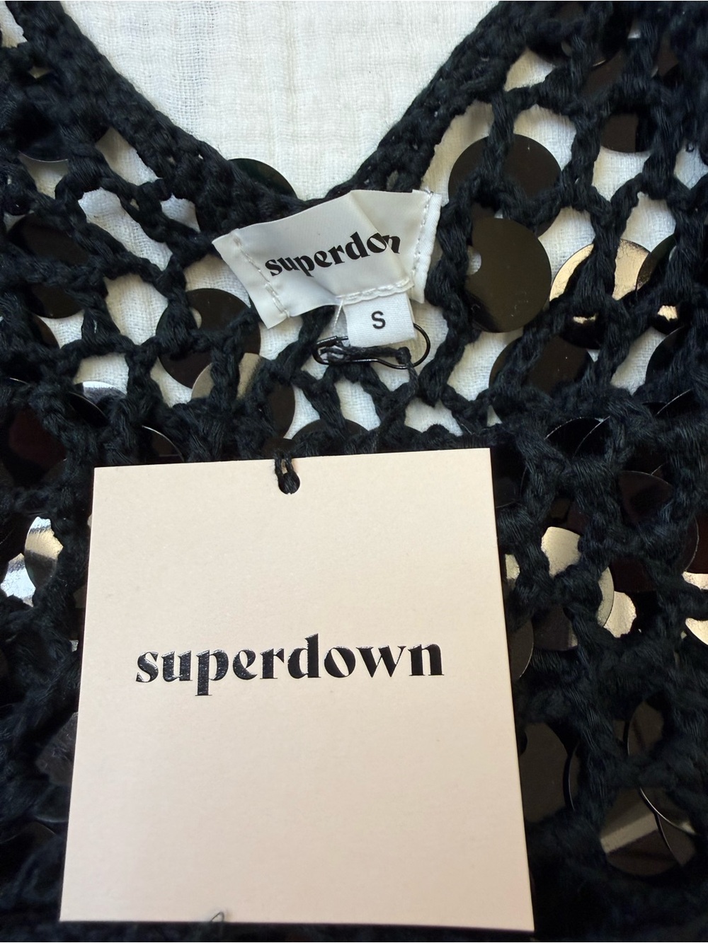 superdown Black Sequin Crochet Top - Picture 2 of 5